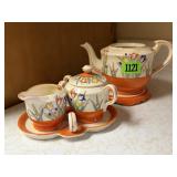 Japanese tea set, teapot, cream & sugar