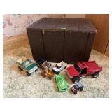 Wooden toy box, toy contents included