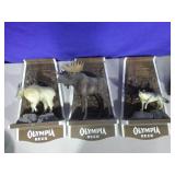 three Olympia beer animal wall displays