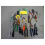 pliers, screwdrivers, wrench