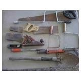 saws, shovel, nail puller