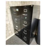 2 black file cabinets