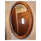 oval oak mirror