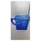 Vintage Blue Glass pitcher 2.5 in wide, 4.5 in