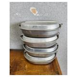 4 Vintage US Army Mess Kit, Dated 1965, 1966,