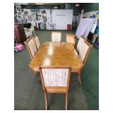 VINTAGE DINING TABLE & 6 CHAIRS W/ 2 LEAVES
