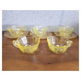 Vintage yellow depression glass- 5 teacups, 3