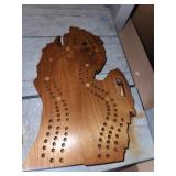 Wooden Michigan cribbage board and heart keepsake
