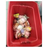 Tote of assorted fibre-craft doll heads