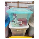 2 storage totes with assorted Christmas