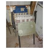 Assorted lawn chairs and side table