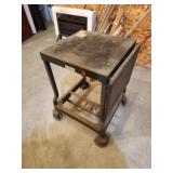 Vintage metal single drop down rolling metal cart