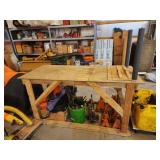 Custom built solid wood shop bench table, 32 x 7