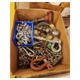 Assorted tow balls, draw pin, small chains, ball