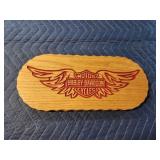 Custom engraved Harley-Davidson motorcycles wood