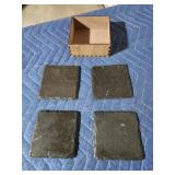 Set a 4 custom engraved slate drink coasters,