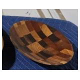 Custom made wooden shallow bowl - small checkered