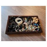 Felt jewelry tray with assorted beaded fashion