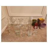 Assorted glass flower vases, various shapes and