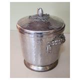 Vintage decorative hammered aluminum ice bucket