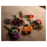 Assortment decorative faux flowers