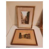 2 vintage small framed France city prints