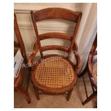 Antique vintage solid wood cane bottom chair