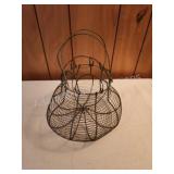 Vintage metal egg collection basket