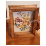 Vintage decorative paper mache flower shadow box,