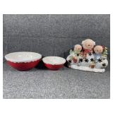 Christmas glass decor & serving bowls