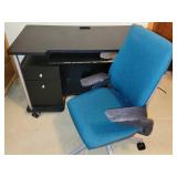 Desk & steel case gesture chair on wheels