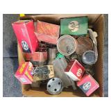 White motor parts jars, nails, welding loctite