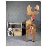 Christmas Reindeer, Snowman, Basket