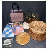 Wooden hot dish stand (2) , wire basket