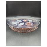 Leaf Shaped Clear Frosted Glass Serving Platter