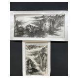 Chinese Water Color Mountain Tapestries