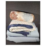 Fleece Blue Blankets, Lounge Pillow