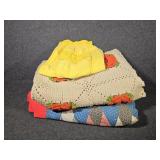 Quilted Blanket, Crocheted Blanket, Yellow Apron