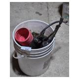 Bucket with Grease Guns