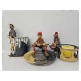 Clay Man Golfer Vase, Clay Man Hunting Ashtray,