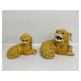 Yellow Porcelain Chinese Foo Dogs