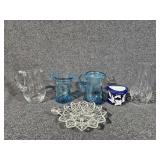 Small Glass Pitcher Vases, Small Glass Ashtray,