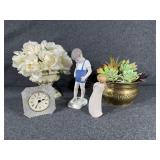 Crystal clock, Floral bowls, Willow tree Angel