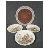 Game Birds Plates, Brown Ceramic Platter