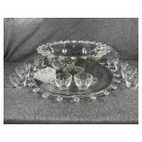 Beautiful Heisey Punch bowl set -Lariat style