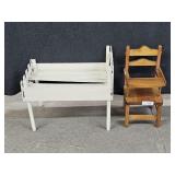 Wooden Doll High Chair, Wooden Doll Bed