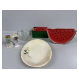 Watermelon napkin holder and coasters