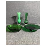 Anchor Hocking Green 3 footed Treat Plate, Bowl