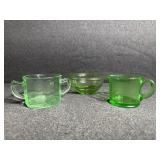 Uranium Glass Bowl, Cream and Sugar Dishes