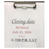 Closing date July 21, 2024 @ 7:00 P,M.